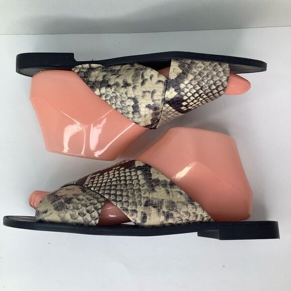 Banana Republic Snakeskin White/Black Strap Slip On Women’s Slide Sandals Sz 8M - Picture 5 of 12